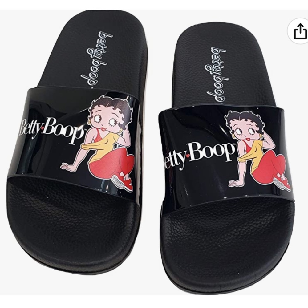 Betty Boop Black Slide Sandals, NWT